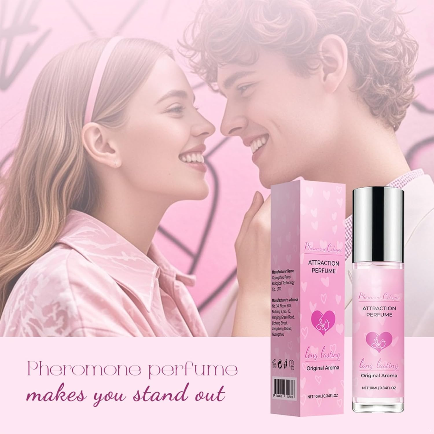 RUNQHUI Everyday Pheromone Cologne for Men Light Fresh Natural Scent Long Lasting for Work Dates and Events Pink One Size image number 2