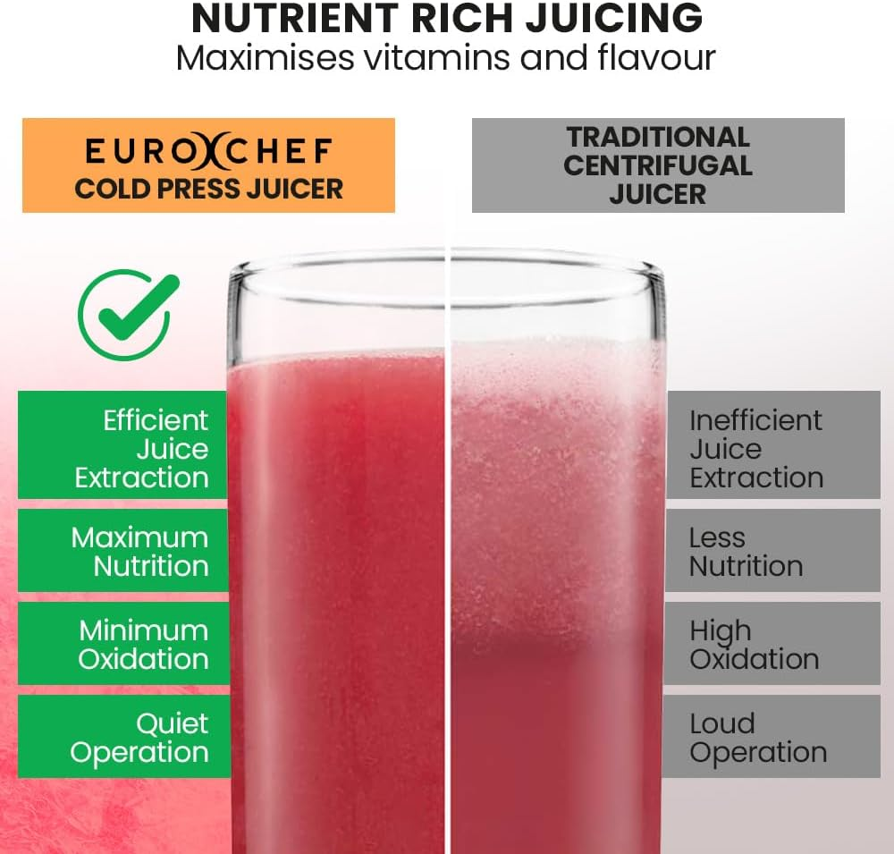 Eurochef Cold Press Slow Juicer Machine, Large Chute, 200W, Seafoam Green image number 5