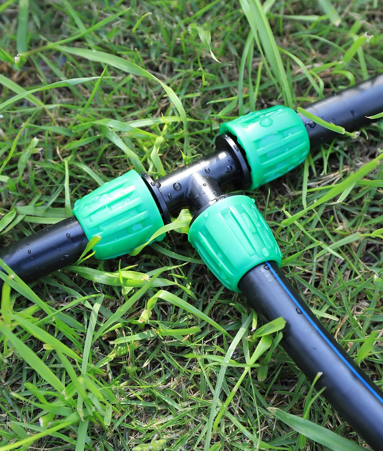 15 Pack 1/2 Inch Drip Irrigation Tee Fittings (1/2" ID X0.6-0.63" OD) - 1/2'' Drip Line Anti-Drop Barbed Lock Nut T Connectors for 1/2 Inch Drip Irrigation Tubing System Connection image number 4