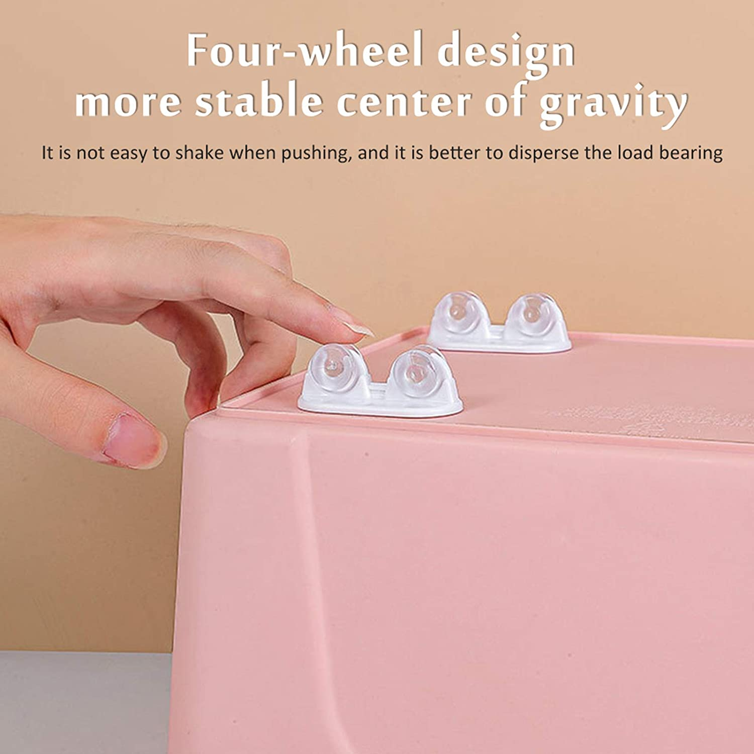 Adhesive Caster Wheels, Non Swivel Castors, Furniture Storage Box Pulley, Plastic Wheels for Trash Can, Baby Toys Car, Cloth Bin, Container, Cabinet, Drawer, Moving Carton (Pack of 8) image number 5