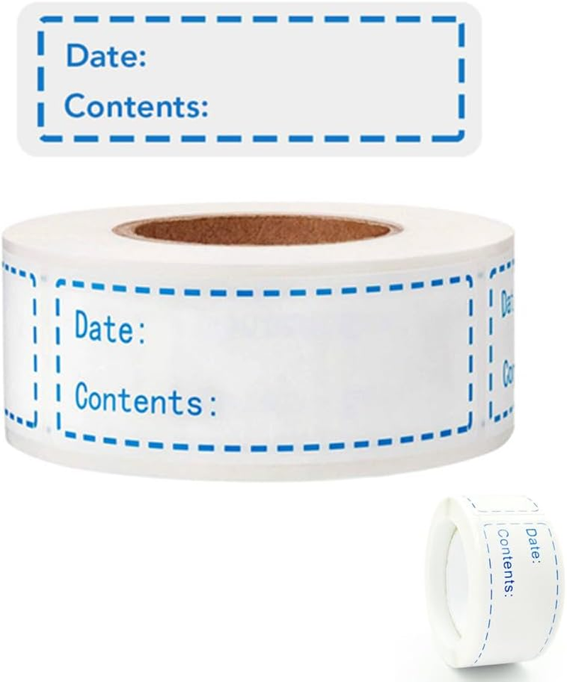 Freezer Labels, Cuicanfla Food Freezer Labels,500 Pcs Truly Removable Pantry Labels, Spice Labels, Kitchen Labels, Easy Clean Writable Date Stickers for Containers, Mason Jar, Bottle