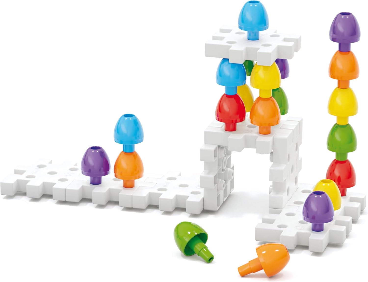 Quercetti - Jumbo Peggy Medium - Stacking Peg Toy with Illustrated Cards and 9 Linking Boards and 36 Pegs, for Kids Ages 2 Years + image number 3