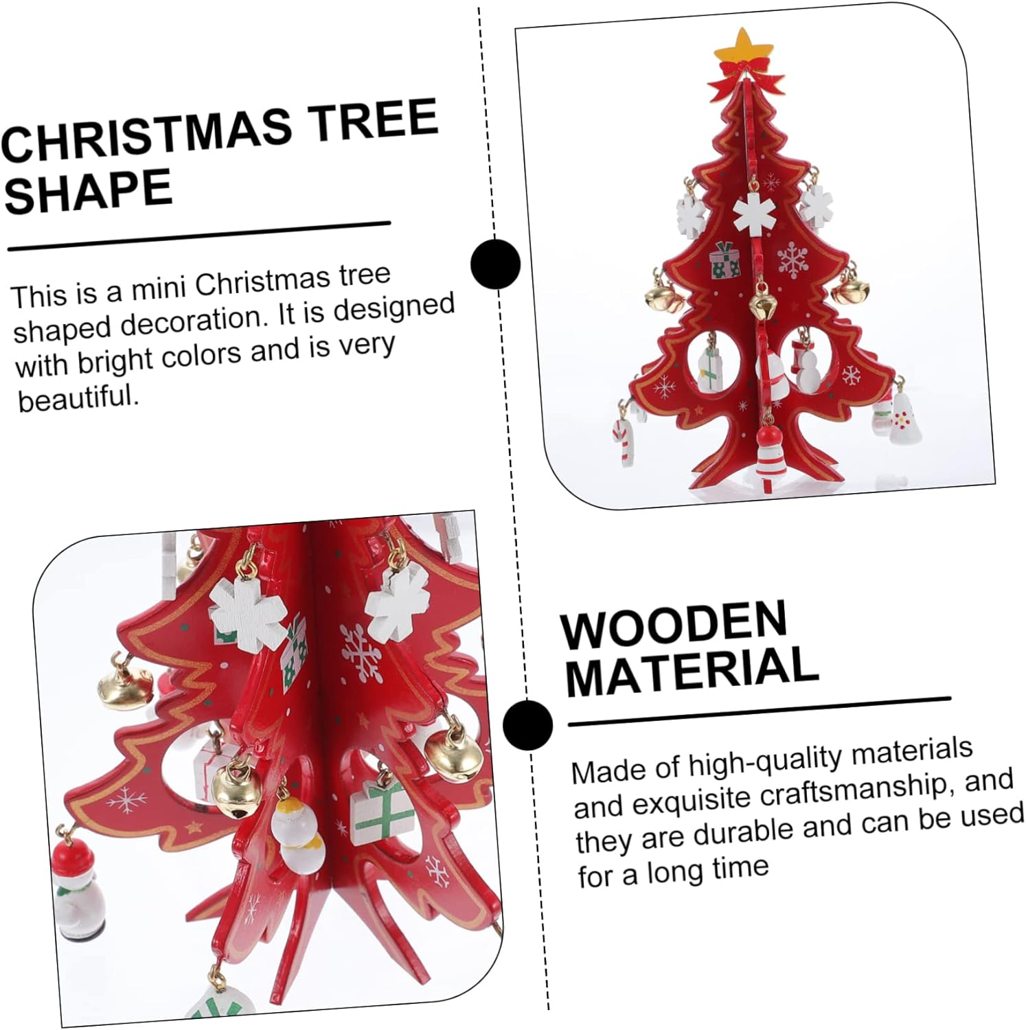 3D Mini Wooden Christmas Tree Model Decorative Xmas Tree Ornament for Christmas Party Home Window Display Festive Holiday Decoration - Multicolor image number 3