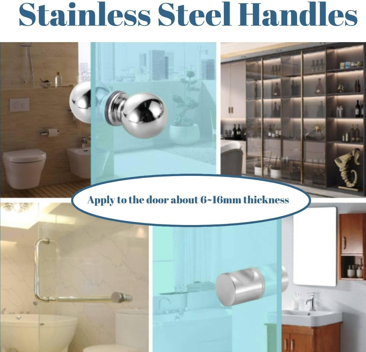 Door Knobs Aluminum Alloy 1.1" Dia Single Glass Door Knob Bathroom Shower Cabinet Handle with Screw image number 3