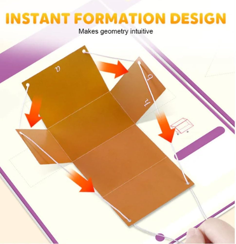 Pull String 3D Geometry Learning Book,3D Geometry Learning Book,Geometrys Learn Kit Teach Volume & Surface Area Formulas Exploration,Interactive Safe Braided Rope Design with Pop-Up Models image number 5