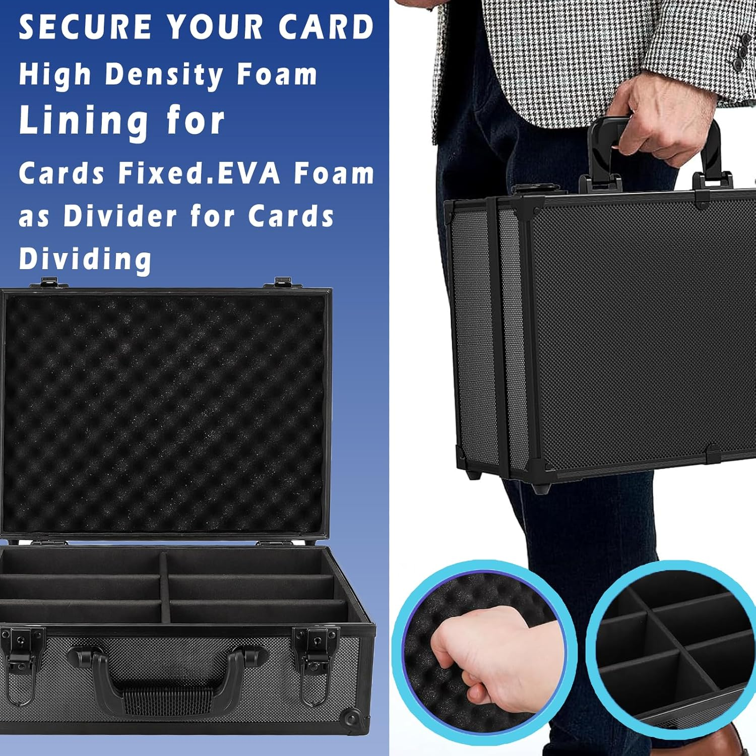 Toploader Storage Box for 3&rdquo; X 4&rdquo; 35Pt Cards &ndash; Hard Card Holder Case with Padlock, Foam Stoppers, Holds 600+ Toploaders &ndash; Rigid Card Case for Sports & Trading Card Collection