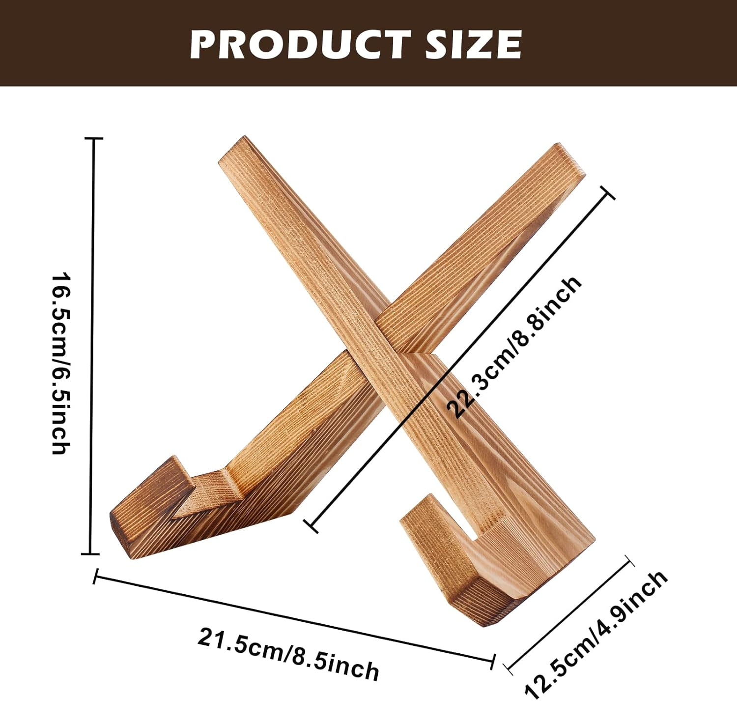 Solid Wood Cookbook Stand, Handmade Wooden Cookbook Holder, Portable Cook Book Stand for Kitchen Counter, Super Lightweight Recipe Book Holder for Display Stand, Home Decor Book Reading Stand image number 4