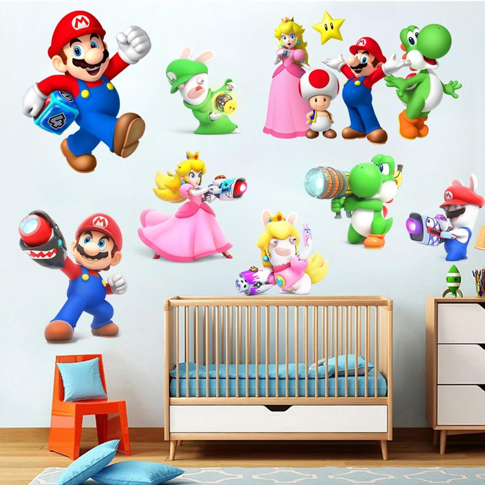 Mario Brothers Wall Decals Children Cartoon Bedroom Background Decoration PVC Wall Decor for Boys Room Living Room (Size 23.7 X 17.7 Inch) image number 2