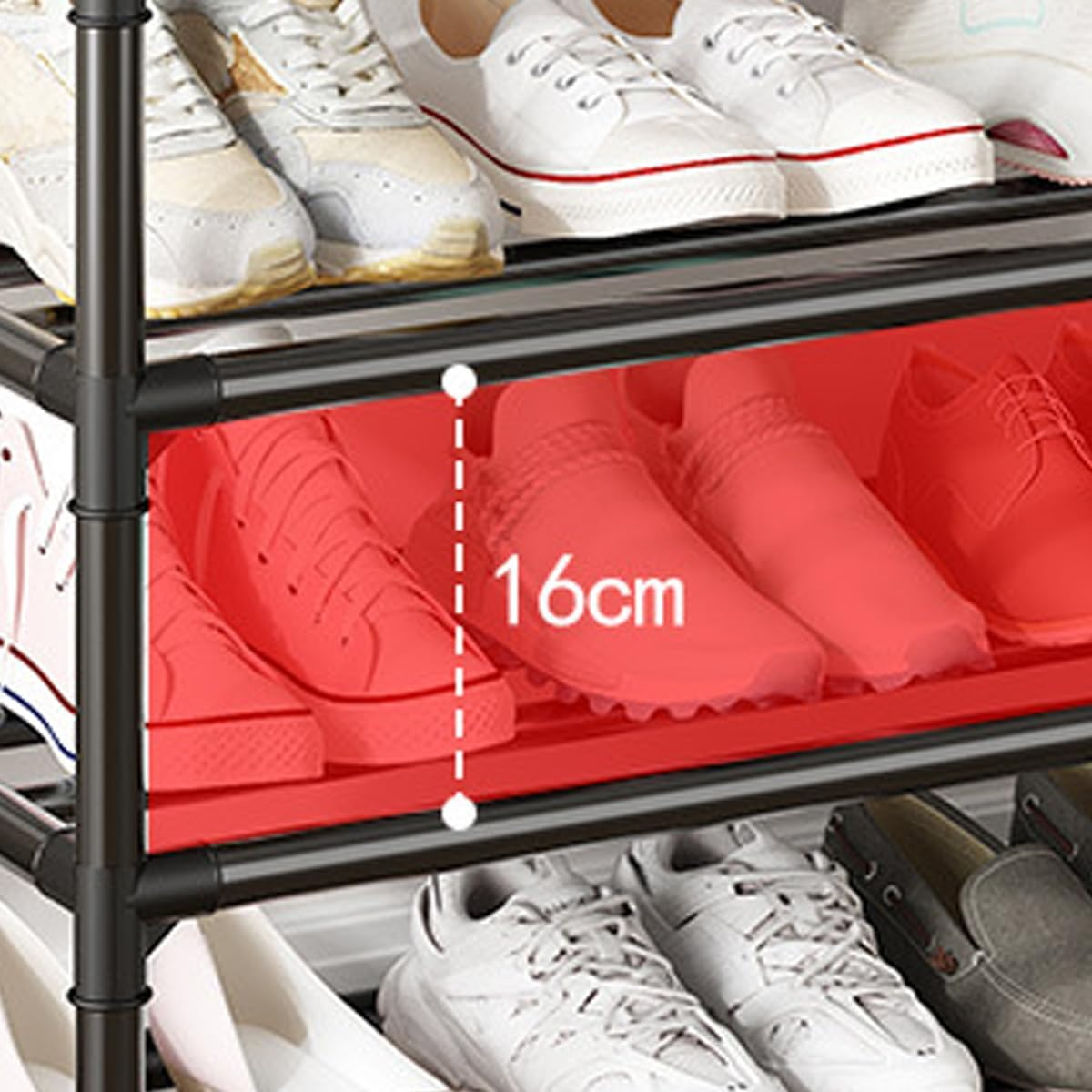 AIMALL 8-Tier Shoe Rack with 60Cm Wide Metal Frame and Dustproof Cover &ndash; Ideal for Multi-Layer Indoor Storage, Doorway Organisation, and Student Dormitory image number 3