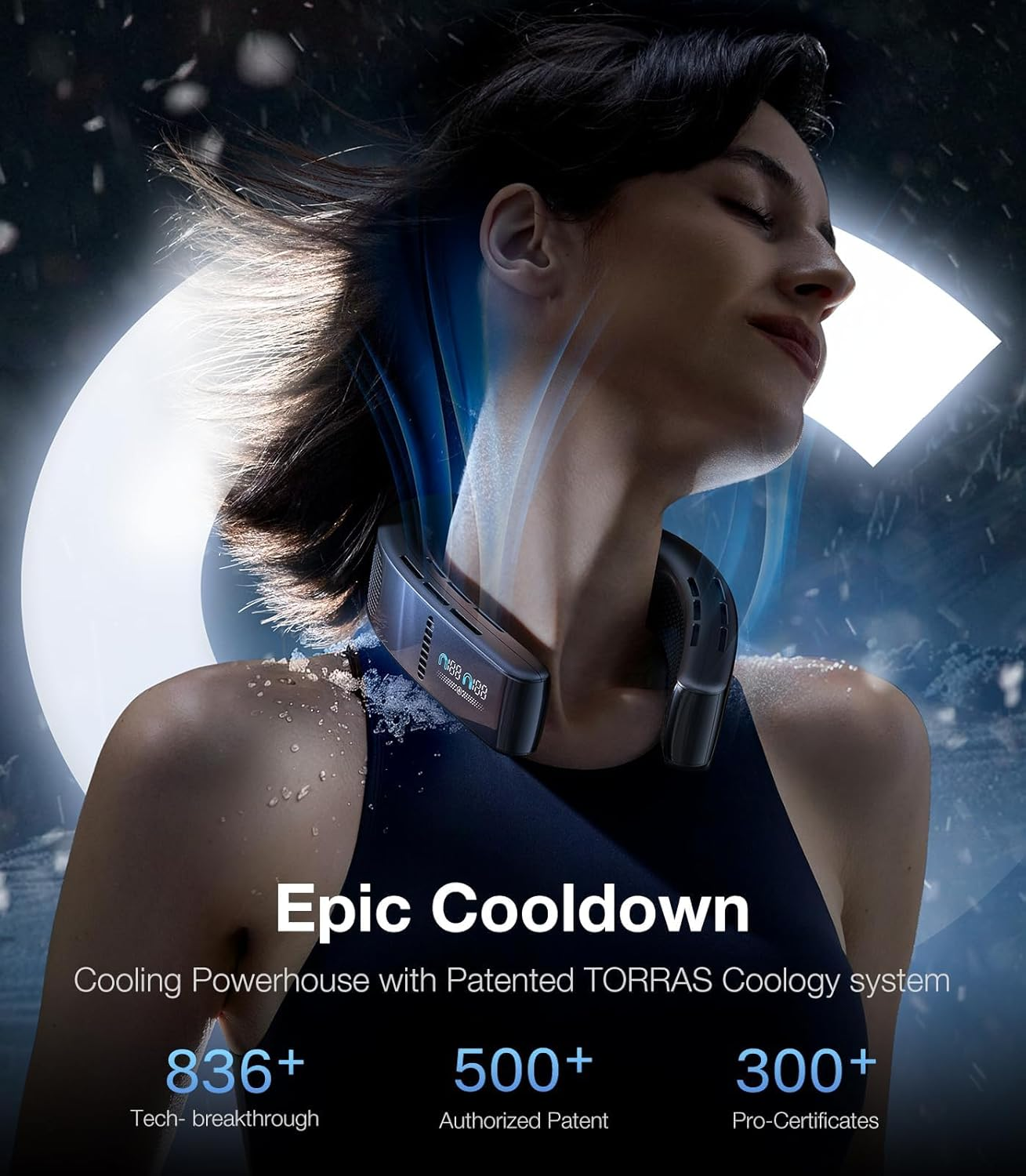 TORRAS [Coolify Cyber・2024 Flagship] Neck Air Conditioner, Ultimate Immersive Cooling Portable Neck Fan Rechargeable with 6000Mah, Neck Cooler Neck Fans That Blow Cold Air for Gifts