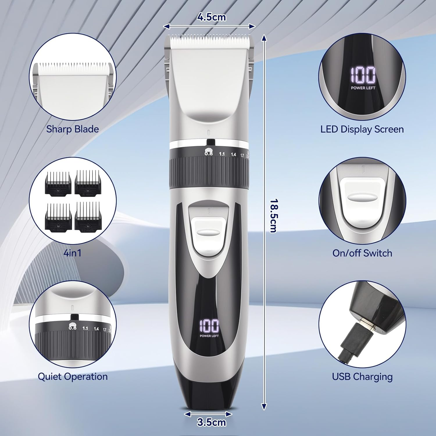 Otraki Hair Trimmer, Beard Trimmer Men'S Professional, Razor Men'S Electric Wireless Hair Trimmer Set for Men, Children image number 5