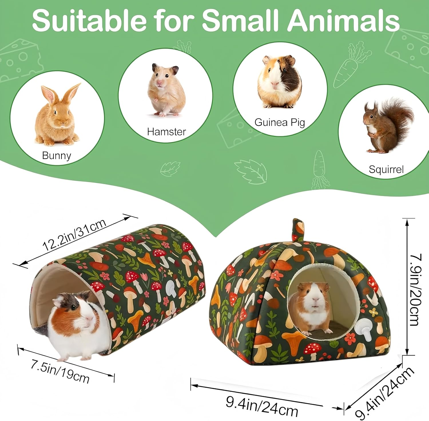 Guinea Pig House & Tunnel Set, Cuddly House, Toy and Accessories for Rabbits, Guinea Pigs, Ferrets, Hamsters and Other Small Animals image number 6