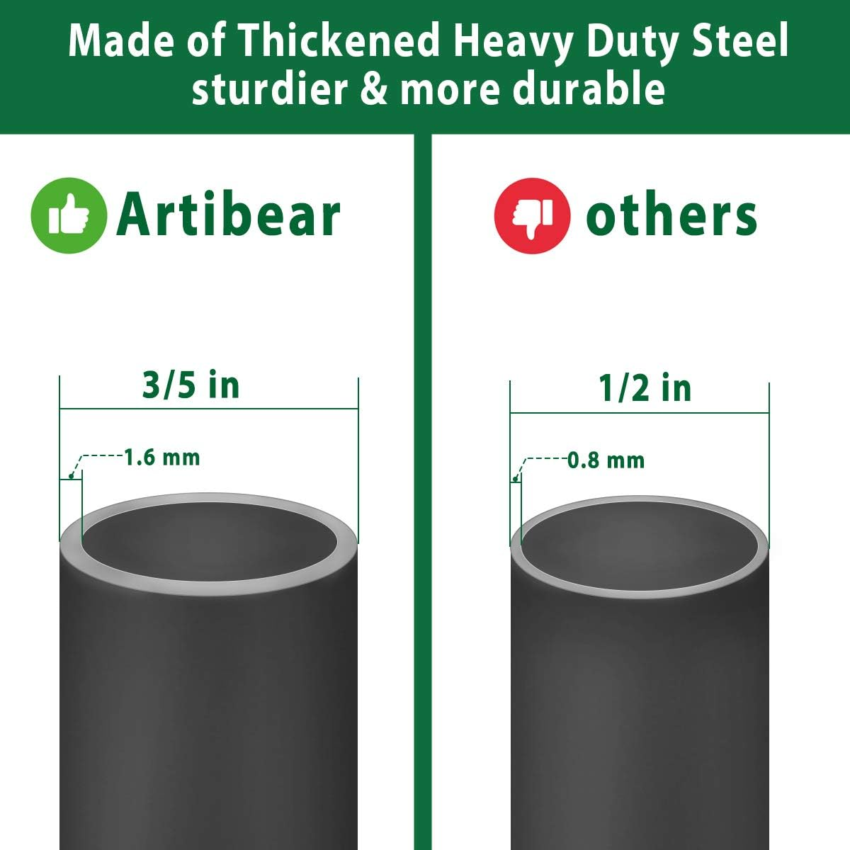 Artibear Adjustable Outdoor Shepherd Hook Stand with 5 Prong Base, 76 Inches Tall 3/5 in Thick, Shiny Black (1 Packs) image number 3