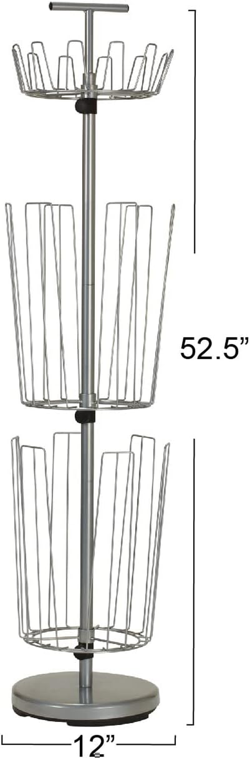 Household Essentials 2132-1 Metal 3-Tier Revolving Shoe and Boot Rack - Silver image number 2