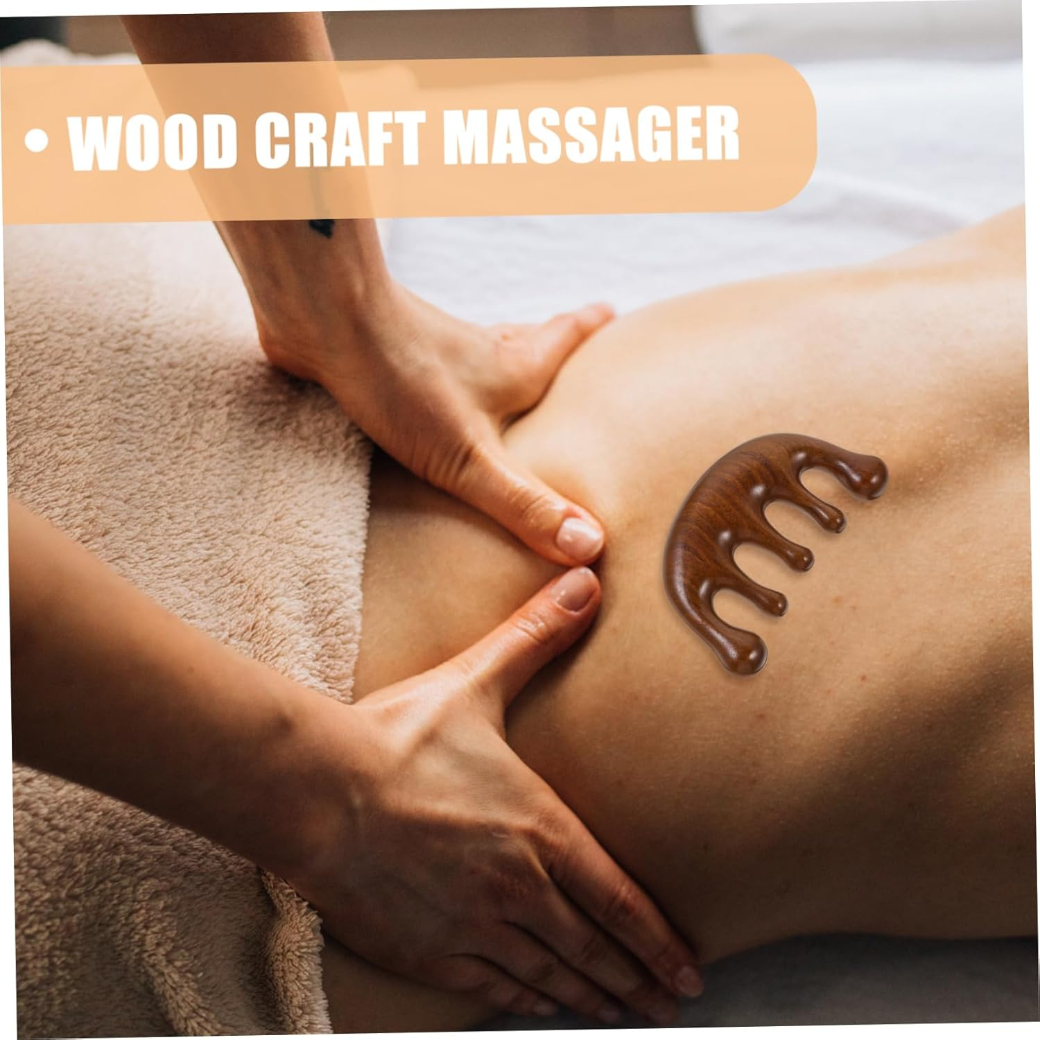 Gogogmee Wooden Massager Comb Compact Wood Craft Massage Tool Tension Promote Scalp Circulation for Home Travel Use Unique Polished Design