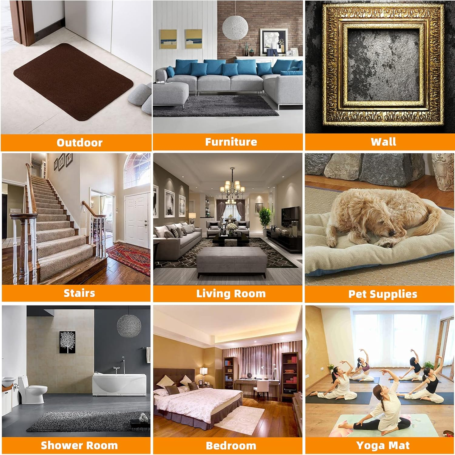 Carpet Tape, 12 Pcs Non Slip Rug Tape for Hardwood Floors and Tiles, Reusable and Washable Rug Pad Gripper for Area Rugs, Dual Sided Adhesive Rug Grip Keep Corners Flat image number 2