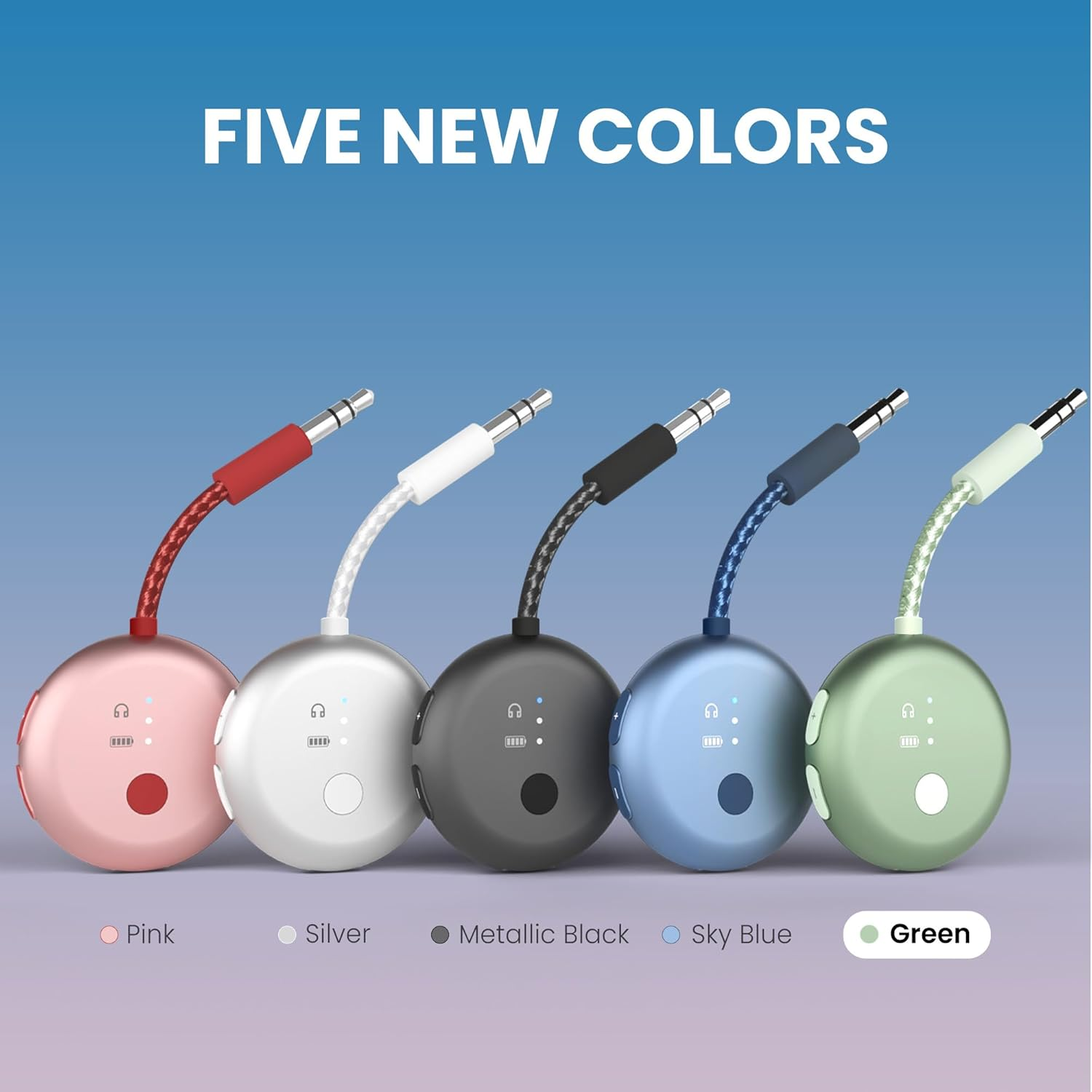 Avantree Soundjet R1 &ndash; Airplane Bluetooth Adapter for Headphones & Airpods Travel Flight, Aptx Adaptive, 20H Battery, Wireless Audio Transmitter with Qualcomm Chipset - Green image number 6