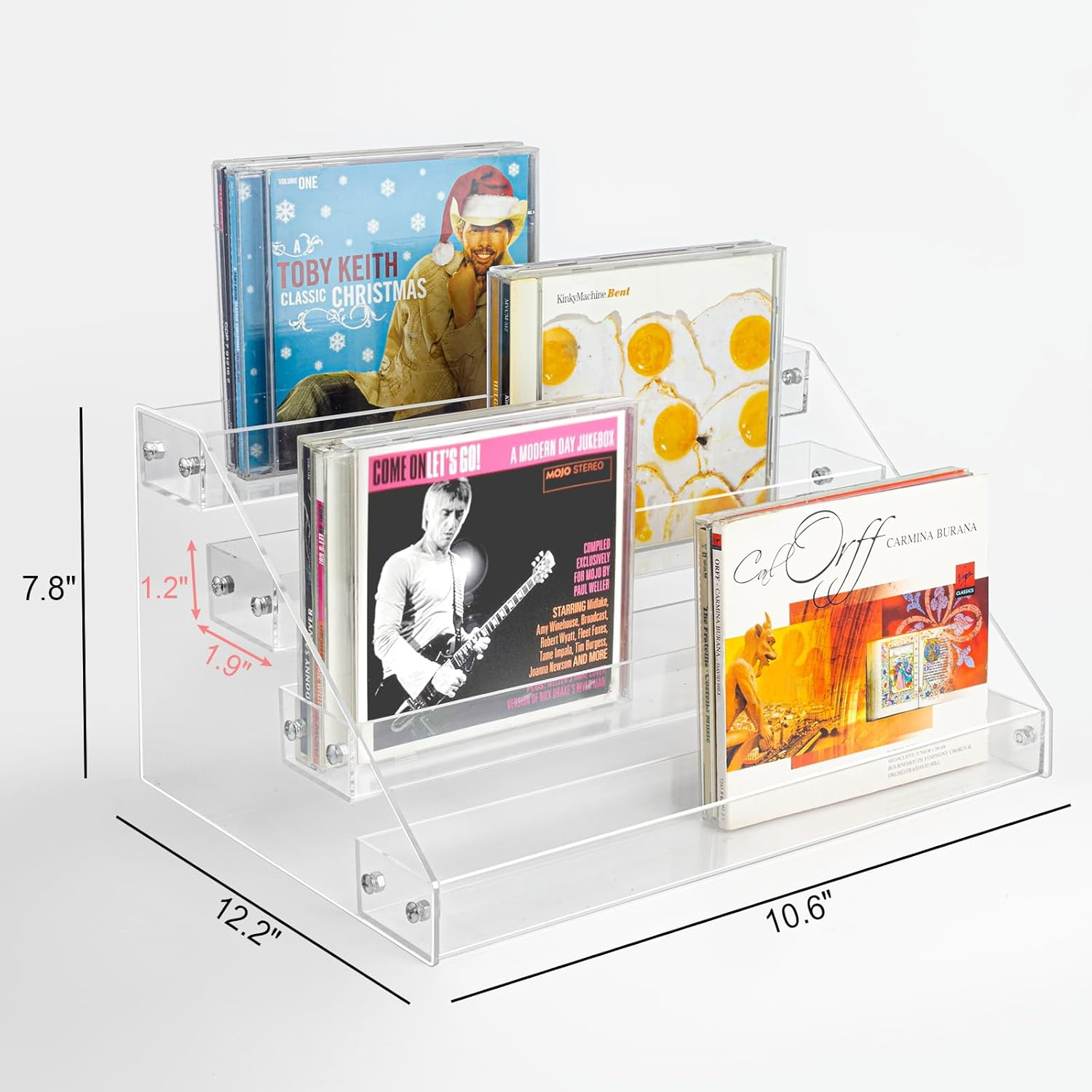 Vowcarol 4-Tier CD Storage Organizer, Dvd Case Holder Organizer CD Holder for 32 CD Jewel Cases image number 5