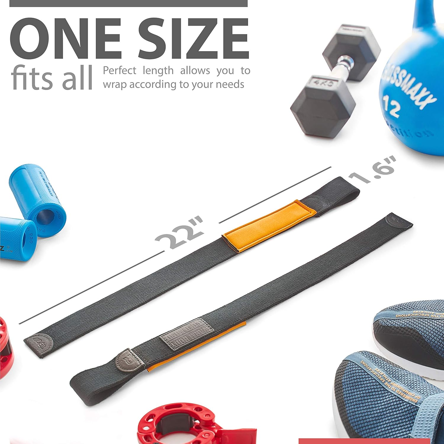 WARM BODY COLD MIND Lasso Lifting Straps with 3 Mm/6 Mm Neoprene - Tested at 350 Kg - Lifting Straps for Strength Training, Fitness Bodybuilding, Wrist Wraps, Weightlifting Crossfit, Gym, Deadlift