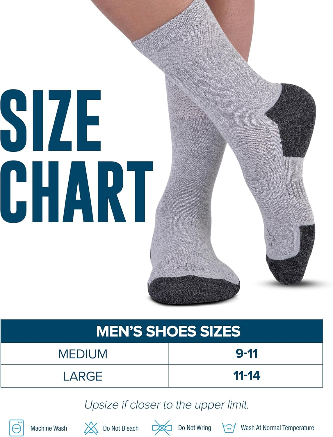 Doctor'S Select Bamboo Viscose Diabetic Socks for Men - 3 Pairs Crew Neuropathy Socks for Men | Diabetic Socks for Men 9-12 image number 6