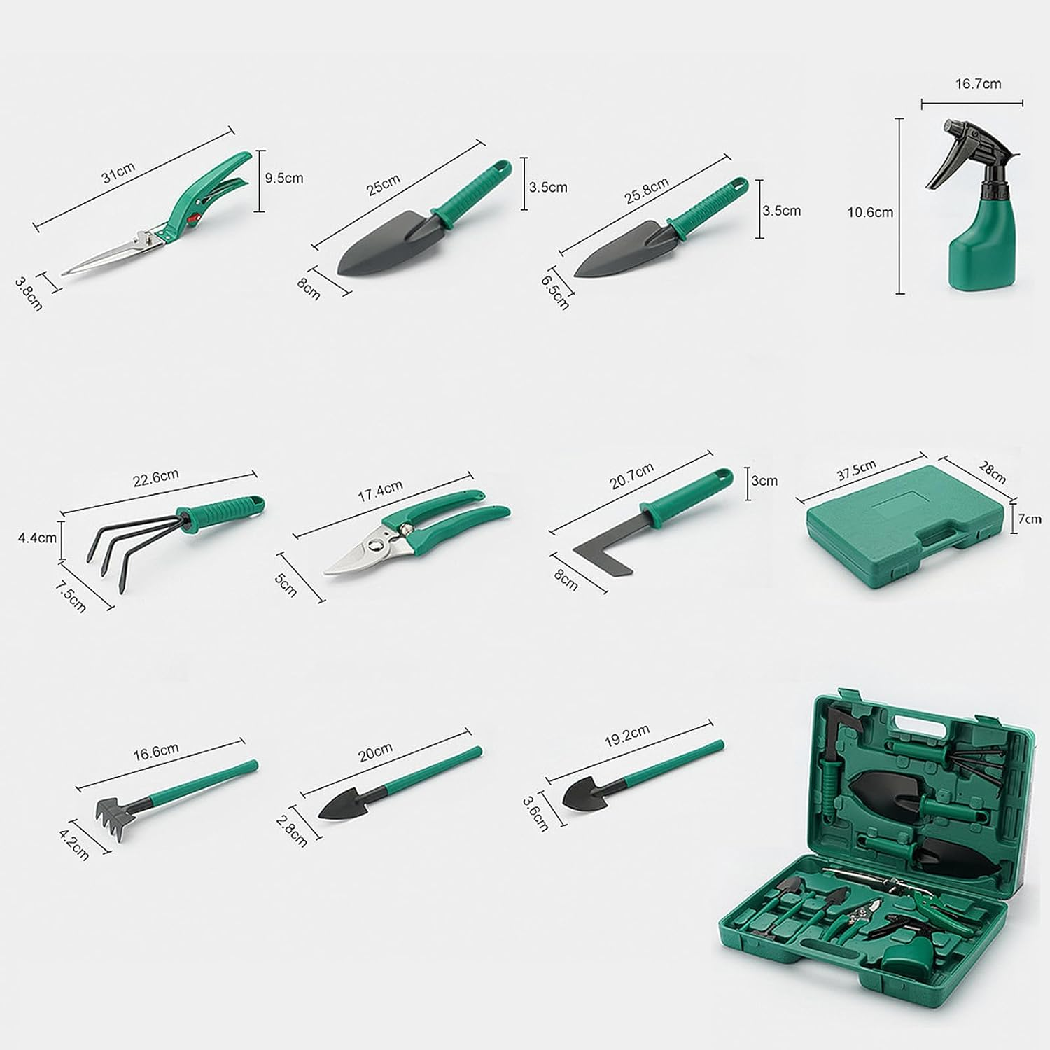 Garden Tools Set, 11 Pieces Heavy Duty Gardening Tools Kit with Protective Gloves and Carrying Case, Rust-Proof Tools for Gardening with Ergonomic Handle, Outdoor Tools for Women and Men