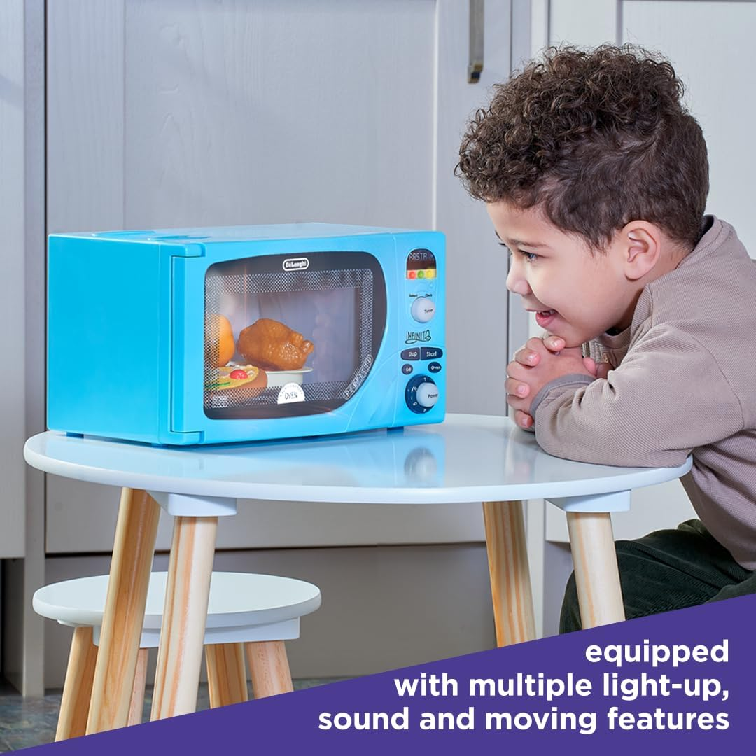 Casdon Delonghi Microwave. Toy Replica of Delonghi&rsquo;S &lsquo;Infinito&rsquo; Microwave for Children Aged 3+. Featuring Flashing Led&rsquo;S, Sounds & More, Blue image number 3