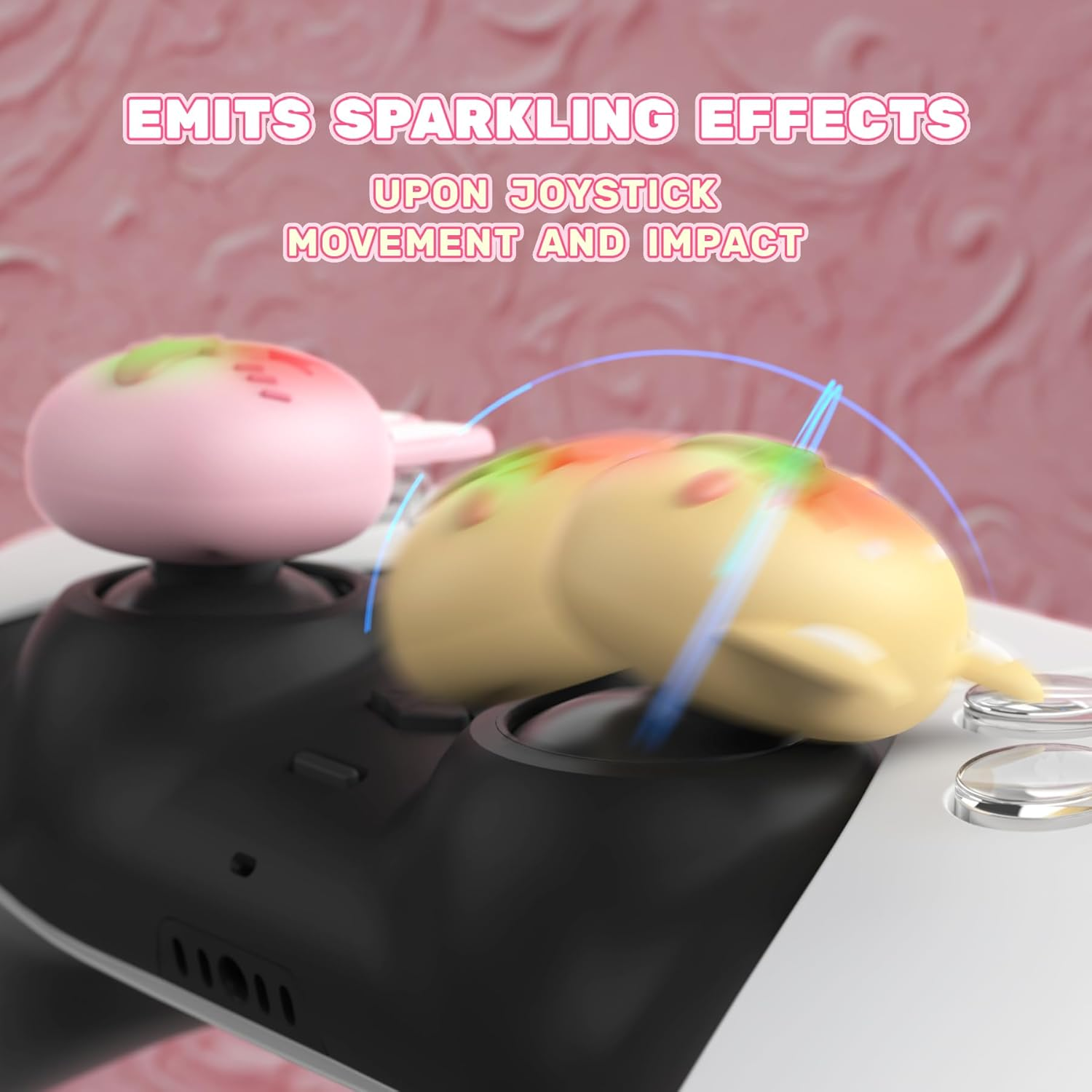 Cute Universal Illuminated LED Thumbstick Grips for Ps5, for Ps4, Joystick Caps for Xbox Series X/S, for Xbox One, Switch Pro Controllers, Joystick Protection - Cheeky Bunny & Puppy image number 6
