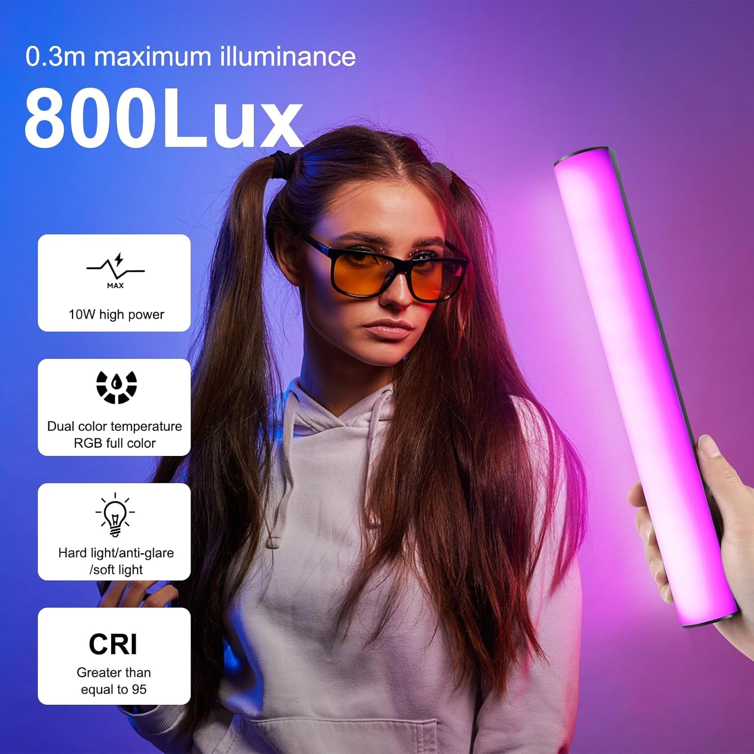 PULUZ Photography Lighting, 360&deg; Magnetic Handheld Light Wand with 2000Mah Rechargeable Battery, 2500-9000K Dimmable Tube Light for Camera, Studio Photography, Tiktok, Youtube, Vlogs (30Cm/11.8 In) - 30Cm. image number 3