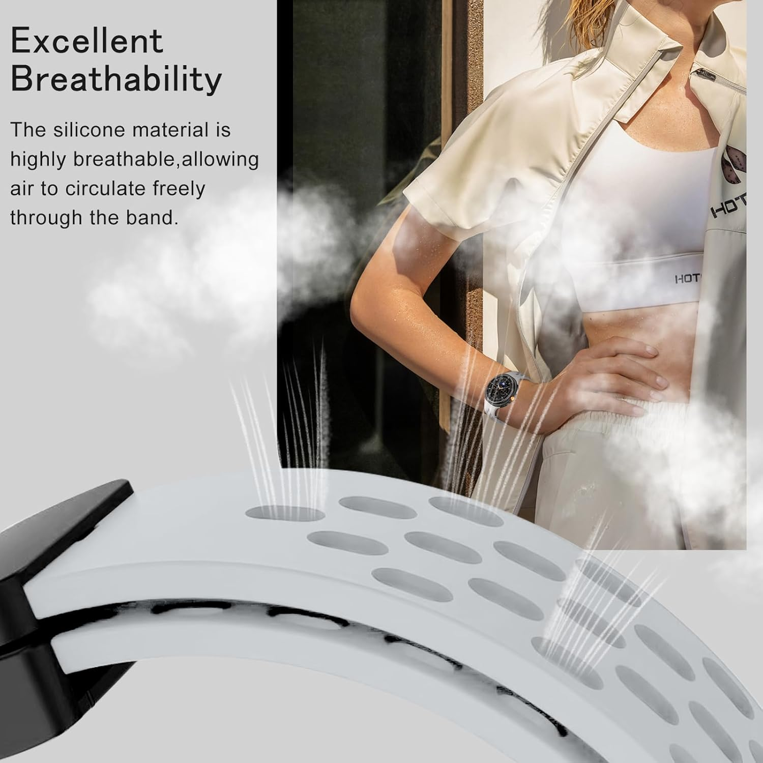 Wopail Silicone Magnetic Strap Compatible with Samsung Galaxy Watch 8 40 Mm 44 Mm Adjustable Replacement Sport Watch Strap for Samsung Galaxy Watch 8 Classic 46 Mm - Grey image number 5