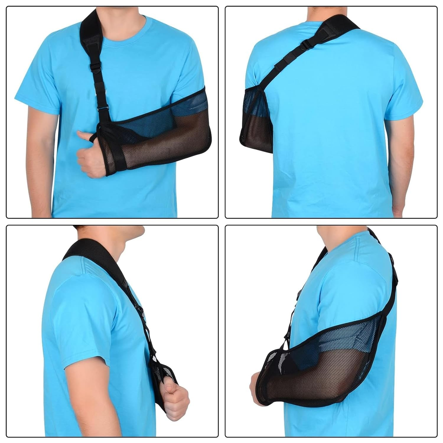 MYLEUS Mesh Arm Sling Shoulder Immobilizer - Adjustable Lightweight Breathable Support Brace for Injured Arm - Fits Left/Right Arm Men Women Adults (Black, L) image number 5