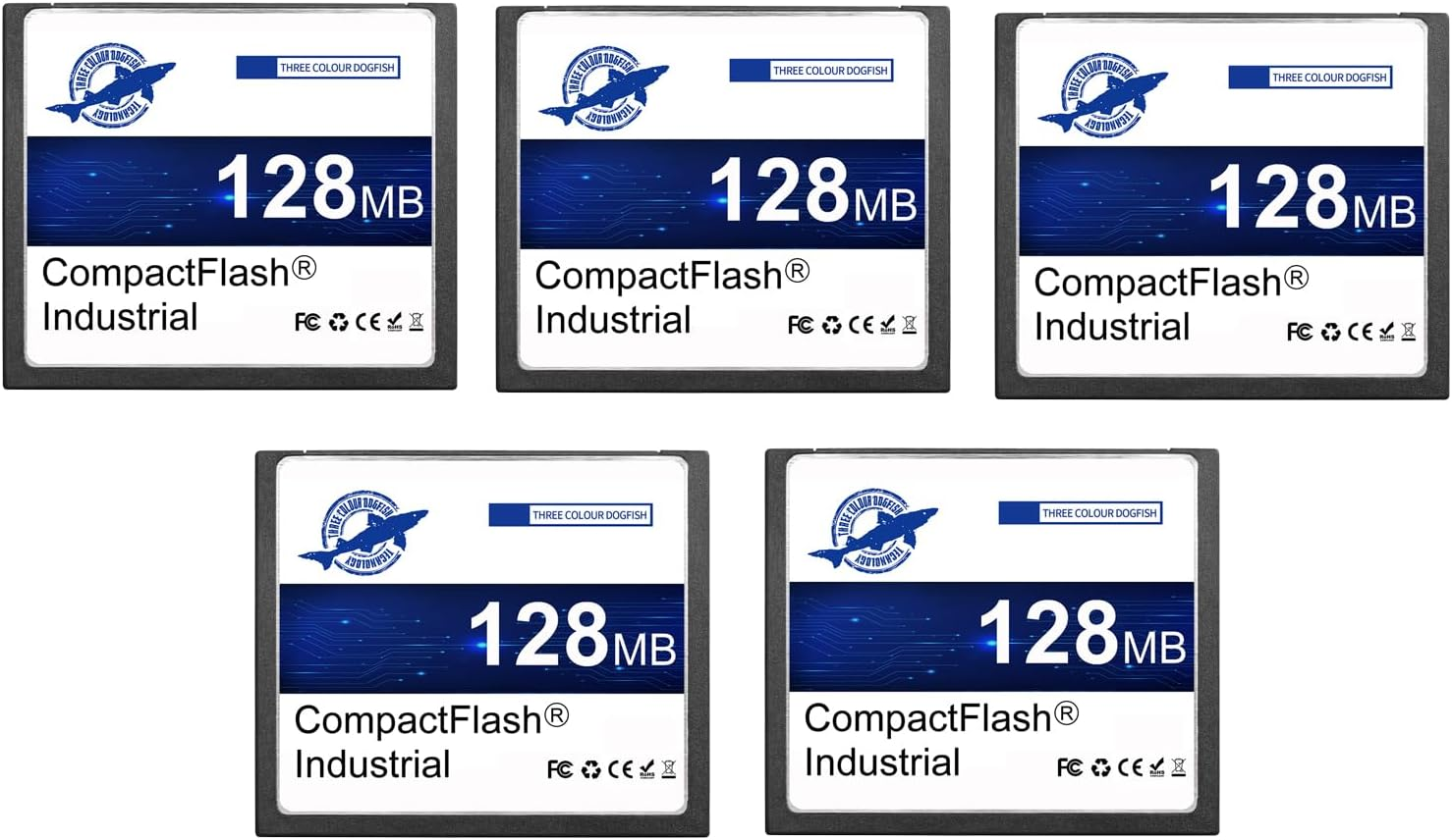 Dogfish Compact Flash Memory Card 128MB 5 Pack High Performance Industrial CF Type I Card FAT16 for Industrial Equipment and Vintage Digital Cameras image number 3