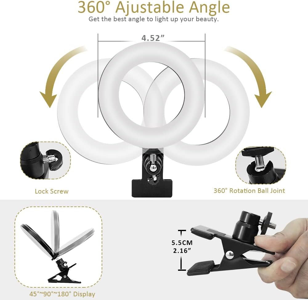 Video Conference Lighting,Webcam Lighting,Ring Light for Monitor Clip On,Zoom Call Lighting, Remote Working, Distance Learning,Self Broadcasting and Live Streaming, Computer Laptop image number 4