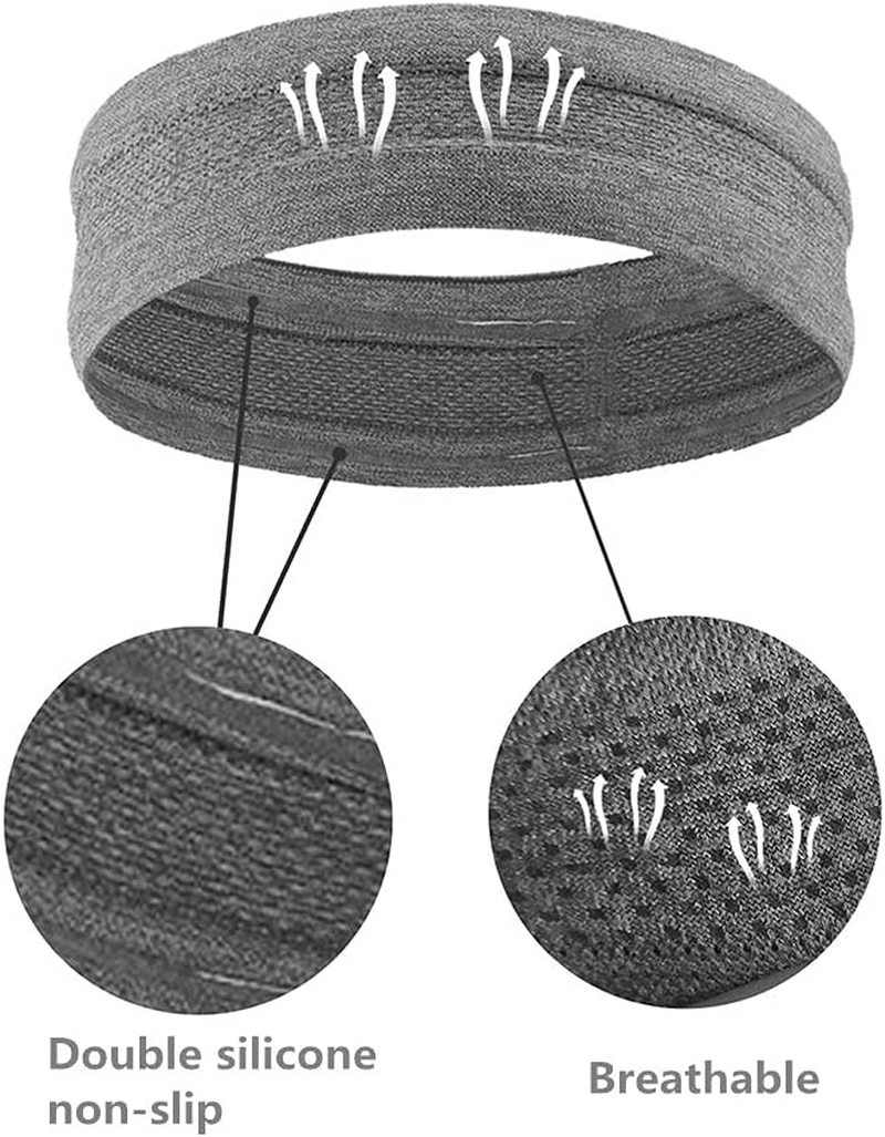 Sweat Bands Headbands 3 Pack Sports Headband, Elastic Soft Fabric Non-Slip Hair Bands Hair Warp Running Cycling Sports Tennis Basketball Daily Workout for Men & Women image number 1