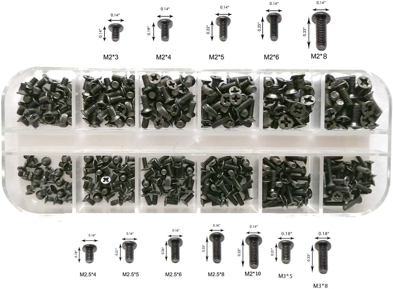 Easycargo 240Pcs 12 Sizes Laptop Screws Kit, Notebook Computer Replacement Screws Assortment Kit,M2 M2.5 M3, for Lenovo Toshiba Gateway Samsung HP IBM Dell Sony Acer Asus SSD Hard Disk SATA SSD M.2