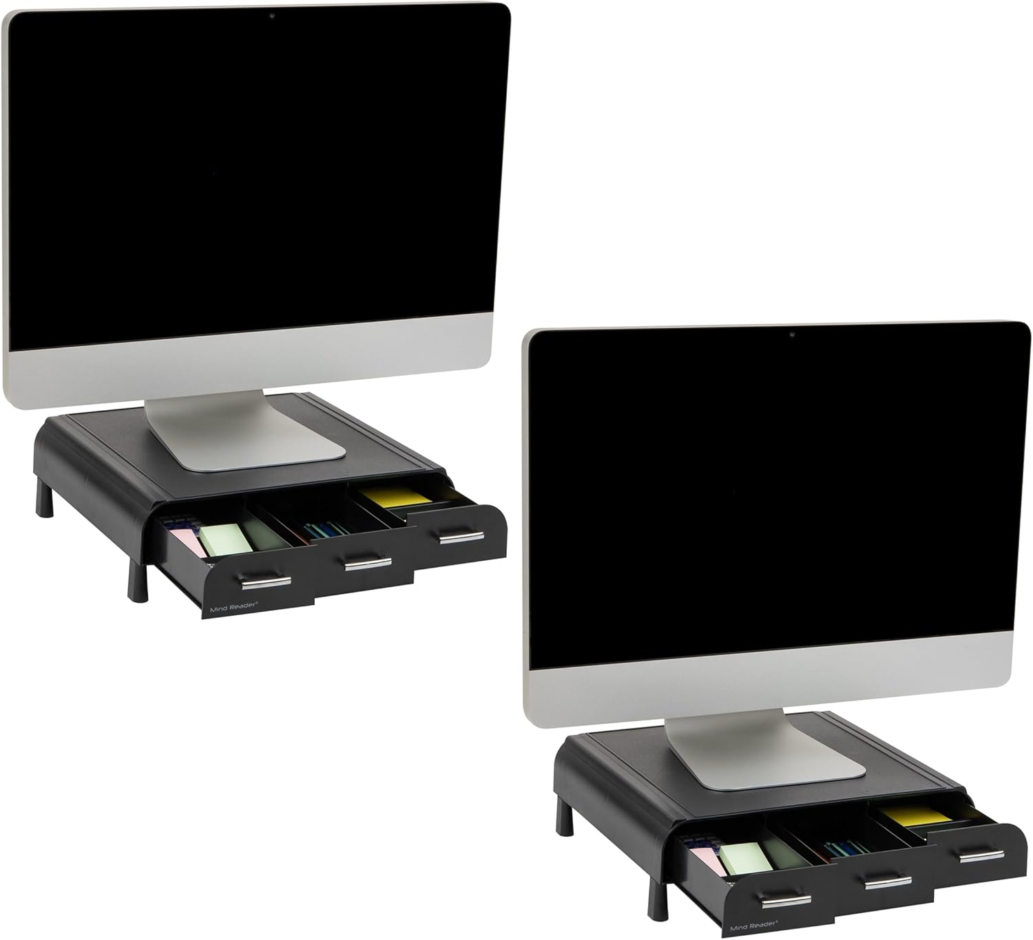 Mind Reader Monmesh-Blk Monitor Stand and Desk Organizer, Black Metal Mesh