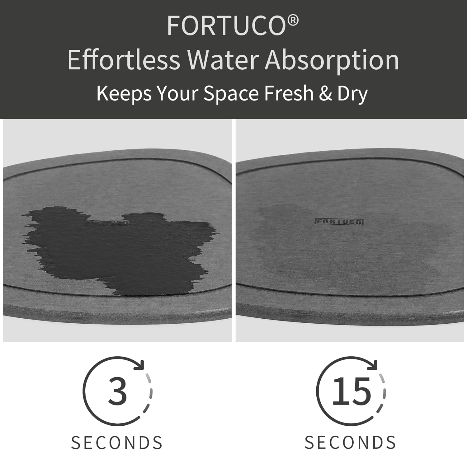 Stone Plant Saucers | Premium Diatomite | Water-Absorbent Planter Trays for Indoor Plants | Flower Pot Saucers | Plant Pot Plate & Drip Tray for Drainage | 2 Pack | Charcoal image number 4