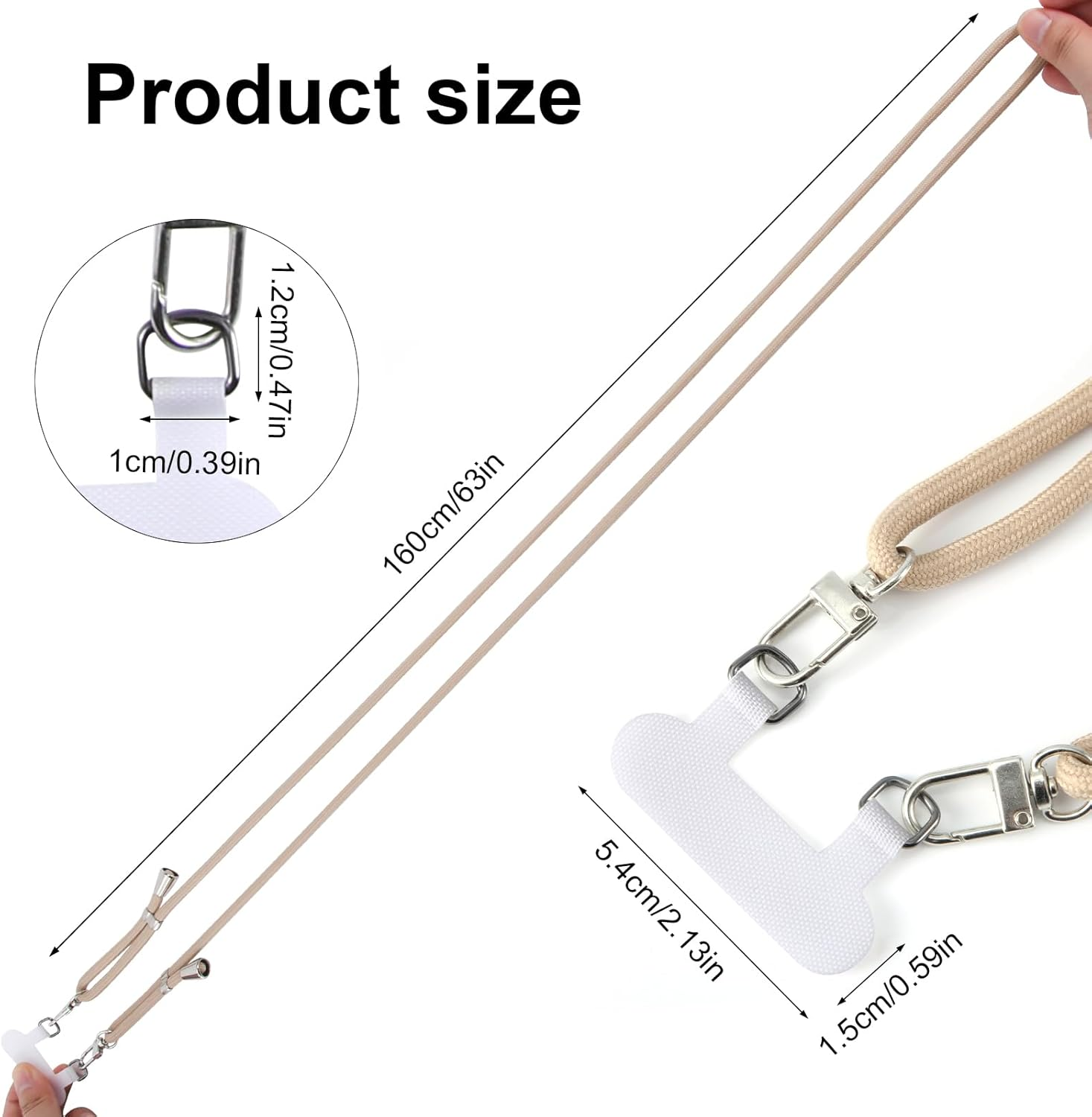 XIHIRCD Double Buckle Cell Phone Tether Tab & Adjustable Phone Neck Lanyard, Crossbody Phone Strap Phone Lanyard Patch Only for Full-Cover Phone Case with 2 Speaker Holes image number 6