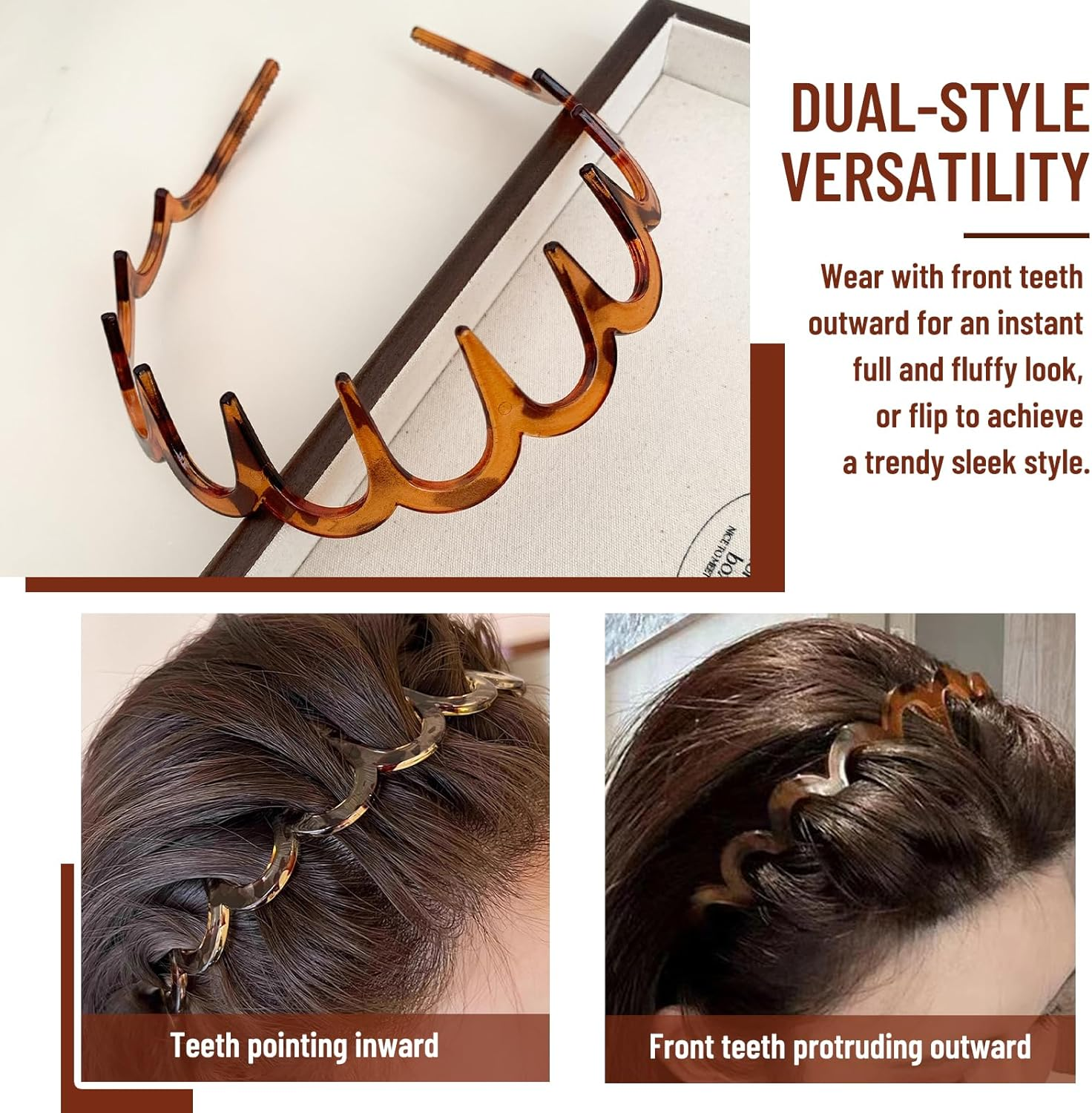 Evadollina Hairbands for Women, 2 Pieces Hairbands, Hair Accessories, Hair Clip, Hairpins, Clips, Headband, Zigzag Hairband, Hairbands, Women, Christmas Gifts image number 6