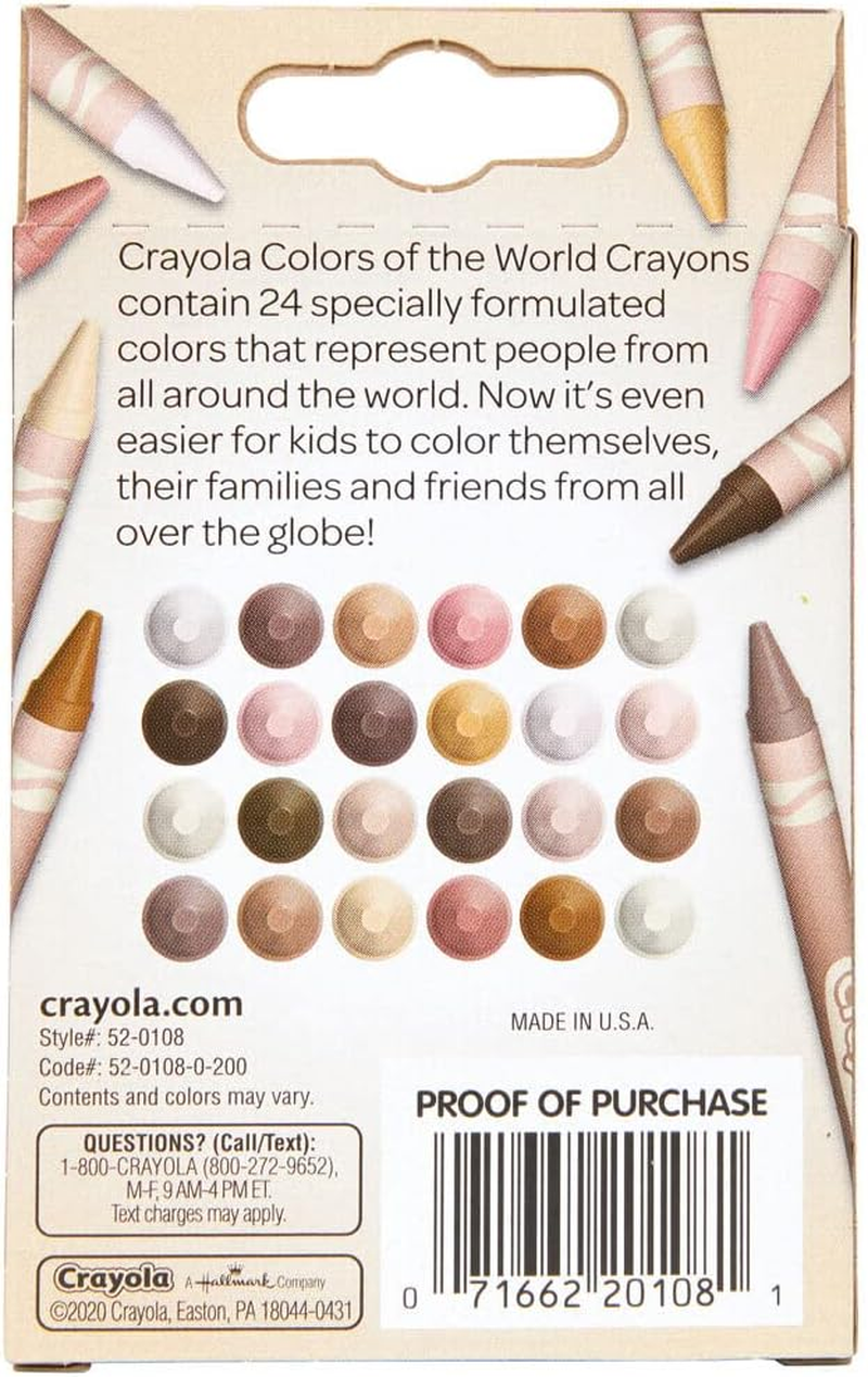 CRAYOLA 24Ct Colors of the World Crayons, Representing People of the World, Skin Tone Colours, Perfect for Colouring Books, Multi, 24 Count (Pack of 1), 520108 image number 5