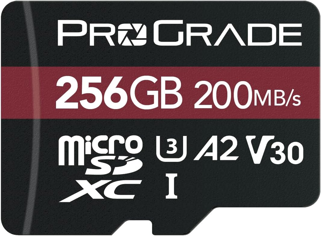Prograde Digital Microsd Memory Card - V30 Microsd Card for DSLR and Action Cameras - High Speed Transfer of Files & Large Storage - up to 200Mb/S Read Speed (256GB)