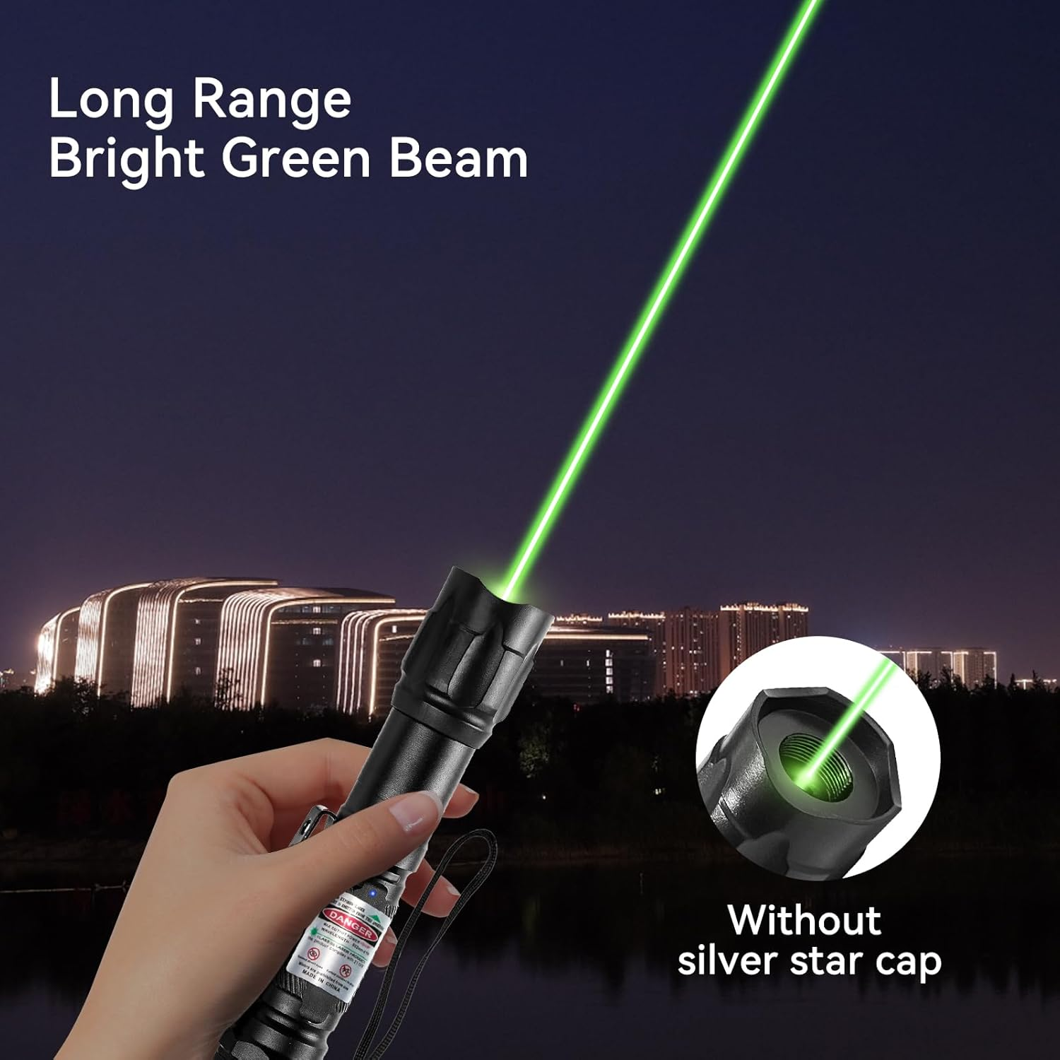 LETEAPII Green Light Flashlight, Long Range Dot Beam Pen, Tactical Flashlights with Star Cap, Adjustable Focus, Rechargeable for Outdoor, Tv/Led/Lcd Screens, Astronomy, AC image number 2