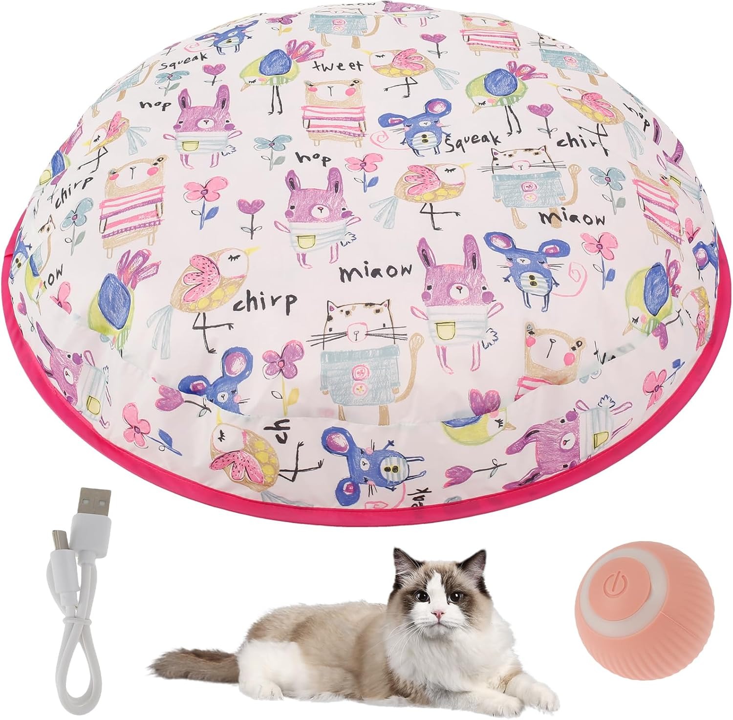 Simulated Cat Hunting Toy with Cat Ball Fun Interactive Cat Toy Rechargeable Hunting Cat Ball Toy Indoor Simulation Hunting Toys for Cats Boredom and Activating Natural Hunting Instincts Pouywh