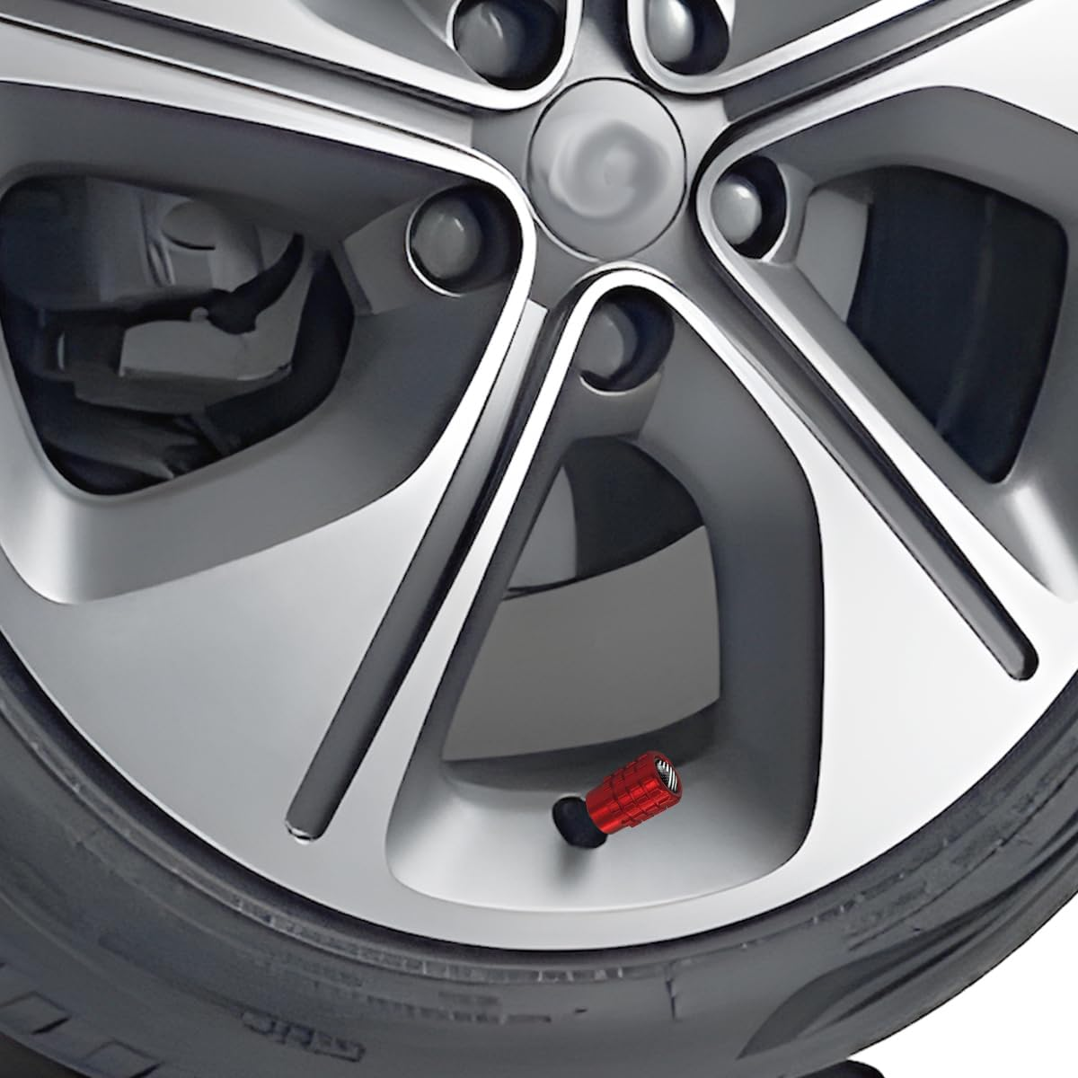 Osilly Car Tire Valve Stem Caps, 4PCS Aluminum Alloy Airtight Vehicle Wheel Protector, Dustproof Leak-Proof Automotive Tyre Air Covers Accessories, Universal for SUV, Sedan, Truck (Red/Black) image number 4