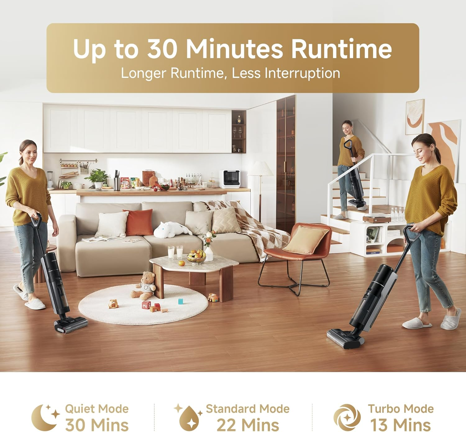 Dreame G10 Wet Dry Vacuum Cleaner, Cordless Vacuum Mop All in One with Auto Self-Cleaning, up to 30 Mins Runtime, Cordless Floor Cleaner Machine for Hard Floors, Edge Cleaning Wet Dry Vacuum image number 4