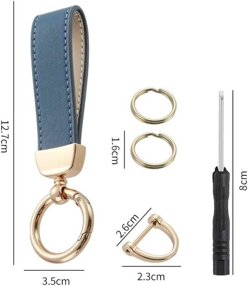 2 Pack Car Keychain,Anti-Lost D-Ring, Dual Key Rings, Microfiber Leather 360&deg; Rotatable Universal Car Key Accessory image number 4