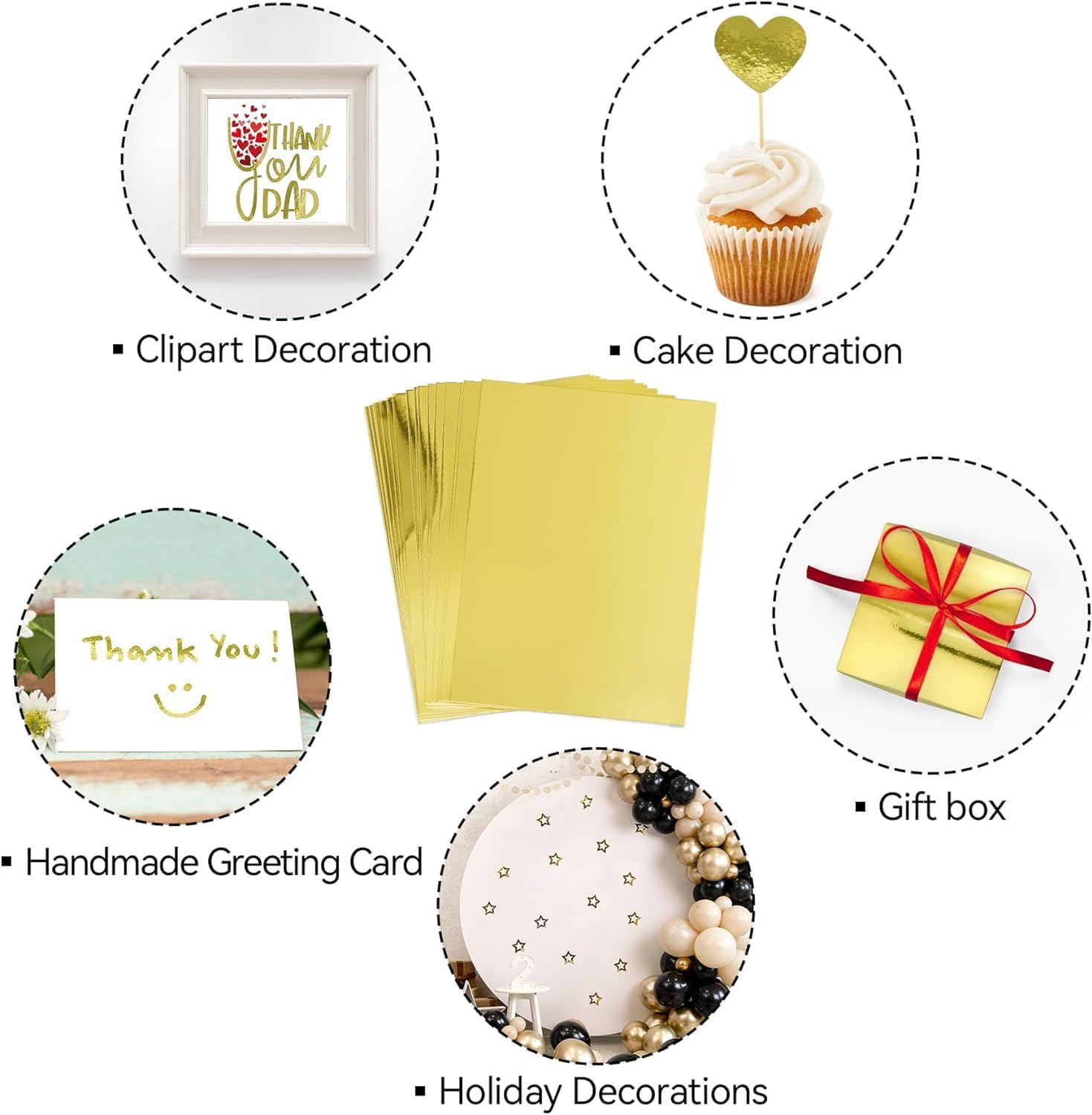 Reflective Gold Foil Paper Metallic Cardstock Shimmer, 30 Sheets A4 250GSM Shimmering Sheet for Cardmaking Scrapbook Poster Cardboard Party Decor DIY Craft image number 3