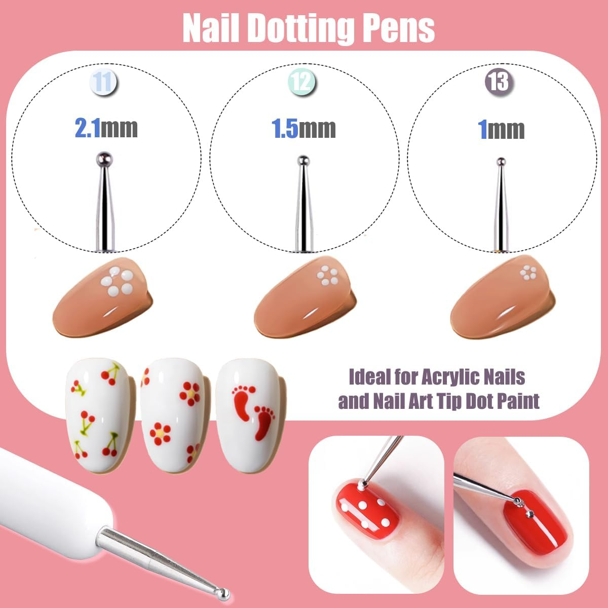 KINGMAS 10 Pieces Nail Art Brushes Nail Gel Polish Painting Brush Drawing Pen Nail Liner Brush and Nail Dotting Pen for Gel Nail Polish DIY Manicure Salon Home image number 1