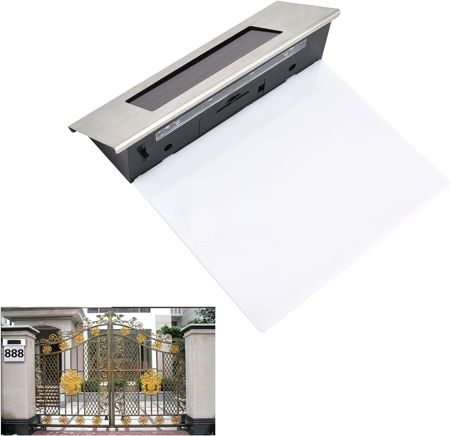 Alvinlite Numbers Plaque Solar Stainless Steel Address Plaques LED Address Sign for House Yard Outdoor Farms Numbers image number 4