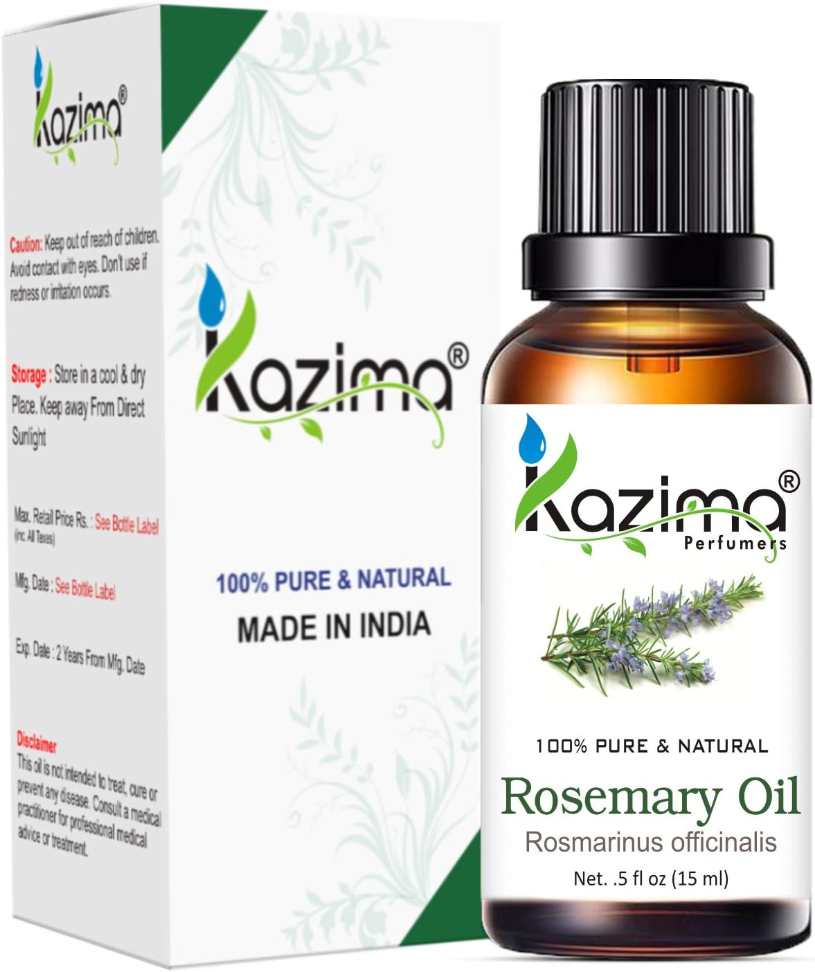 Kazima Combo Set of Rosemary Oil and Lemon Essential Oil (Each Products 15Ml) Ideal for Hair Loss Treatment, Promotes Hair Growth image number 1