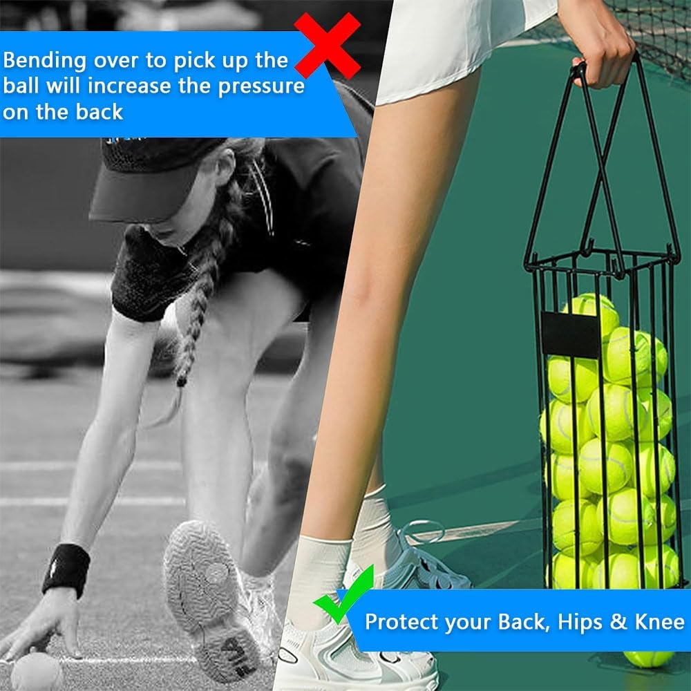 Portable Tennis & Pickleball Ball Hopper Basket &ndash; Lightweight Ball Collector & Picker with Handle,Easy Storage Carrier for Training & Practice Sessions image number 2